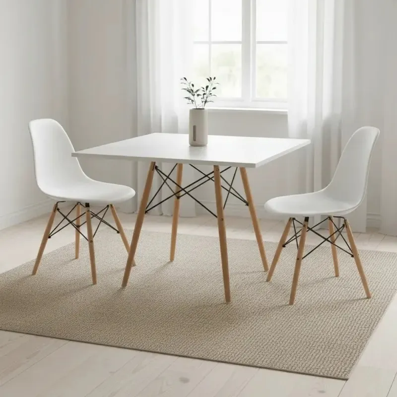 Mesa Cuadrada Modelo Eames - Color Blanca en Blanco - Mesas de comedor, Uruguay | Champagne Home