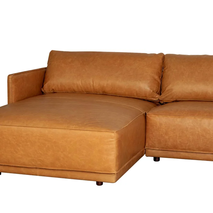Sillón C/chaise Izquierdo 3 Cuerpos Cuero-100-natural Marron Romeo Tp3 La Paz Camel en Beige - Sillones y sofás, Uruguay | Divino, vista 3
