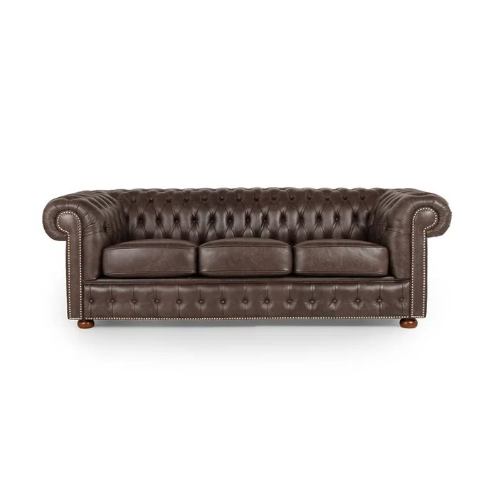Sofá Chesterfield Novo - Cuero Advanced - 3 cuerpos - Smoke en Marrón - Sillones y sofás, Uruguay | NYR, vista 2