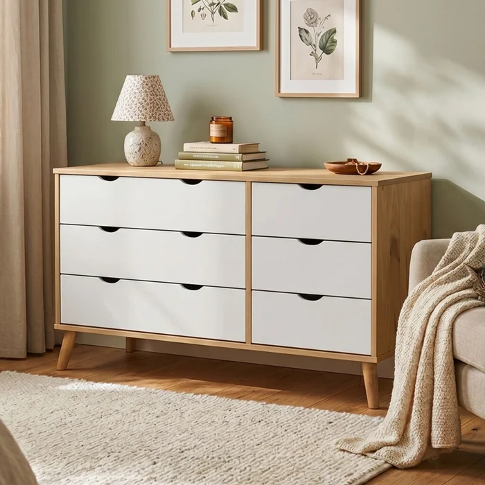 Cómoda 6 Cajones Madera - Linea Dublin en Naranja - Cómodas, Uruguay | Rústico Hogar