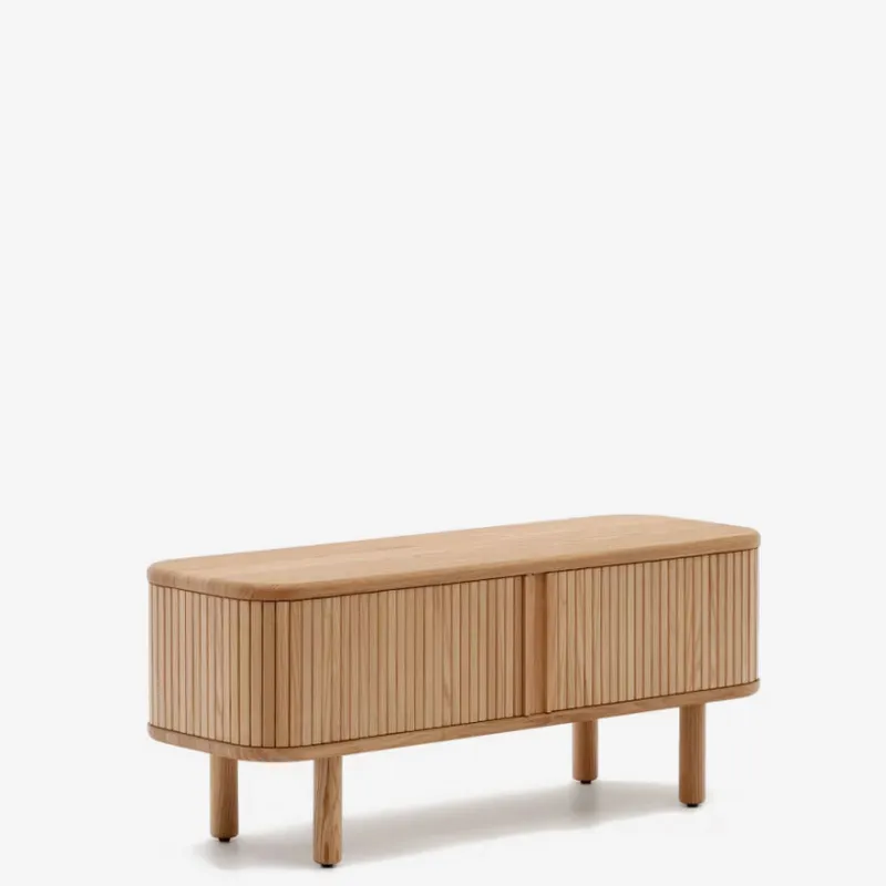 Mueble TV Mailen 2 puertas en chapa de fresno - con acabado natural 120 x 50 cm en Madera natural - Muebles para TV, Uruguay | Kavehome
