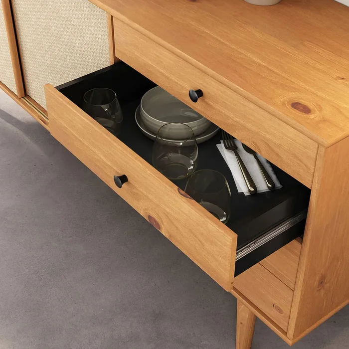 Aparador Buffet 175CM con Ratan Serena - Madera Maciza en Madera natural - Aparadores y recibidores, Uruguay | Balton, vista 7