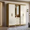 Ropero 5 Puertas 3 Cajones Con Comoda Espejo Y Estantes Freijo Off White en FREIJO OFF WHITE - Roperos y placares, Uruguay | Soy Hogar, vista 3 de 6