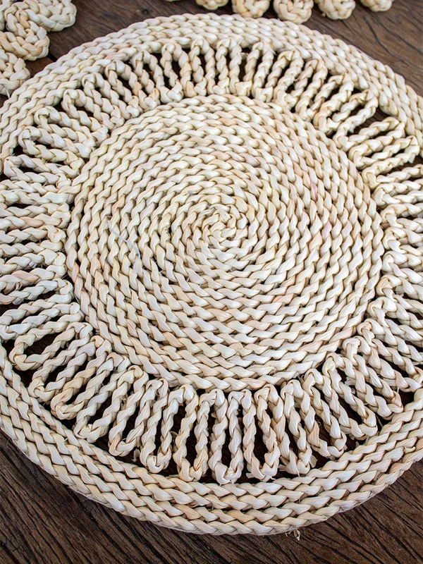 SET X4 INDIVIDUALES FIBRA NATURAL FLOR en Beige - Textiles, Uruguay | Cabana, vista 3