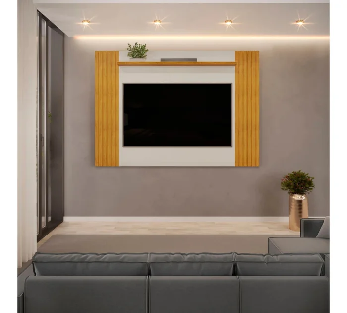 Panel para TV Agnes - Terminación Bali/Cedro en Madera natural - Muebles para TV, Uruguay | Ecowood, vista 2
