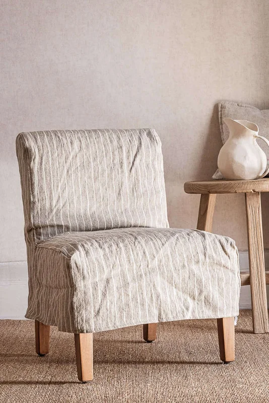 SILLA SOHO - LINO ALTO GRAMAJE RAYADO BEIGE - Butacas, banquetas y puffs, Uruguay | La Iberica, vista 6