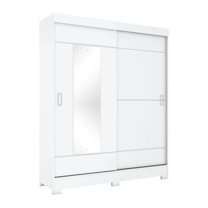 Ropero 2 puertas corredizas con espejo en Blanco - Roperos y placares, Uruguay | La Cueva Muebles