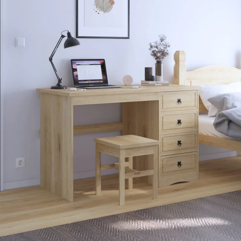 Escritorio 4 Cajones - Linea Mexicana - Natural en Madera natural - Escritorios y sillas de escritorio, Uruguay | Rústico Hogar, vista 3