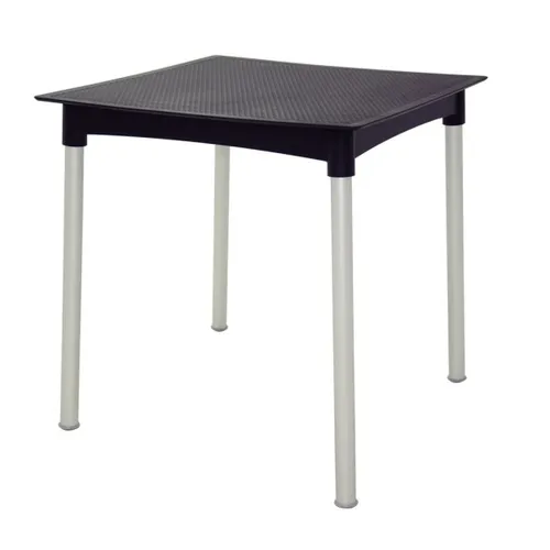 MESA LAURA 70X70X73CM PP NEGRO PATAS ALUMINIO - Mesas de comedor, Uruguay | Decohogar
