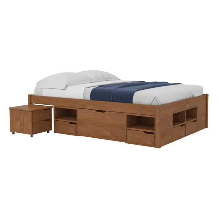 Cama Madera Maciza Con Cajones - Queen - Natural en Marrón - Dormitorio, Uruguay | Ecowood, vista 2