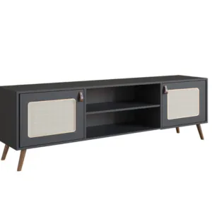 Rack TV Praga con tela 140 cm – Negro en Gris - Muebles para TV, Uruguay | Berna home