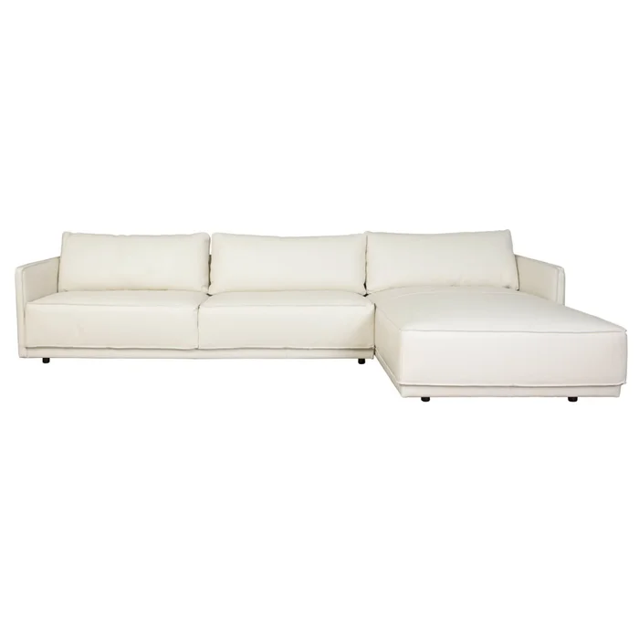 Sillón C/chaise Cuero-100-natural Blanco Romeo Tp2 Grano en Blanco - Sillones y sofás, Uruguay | Divino, vista 2