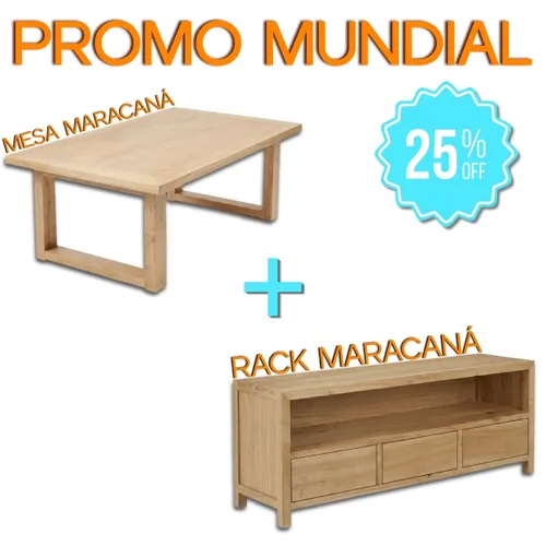 Combo Rack Maracaná + Mesa de Living Maracaná - Muebles para TV, Uruguay | Diseno Montevideo