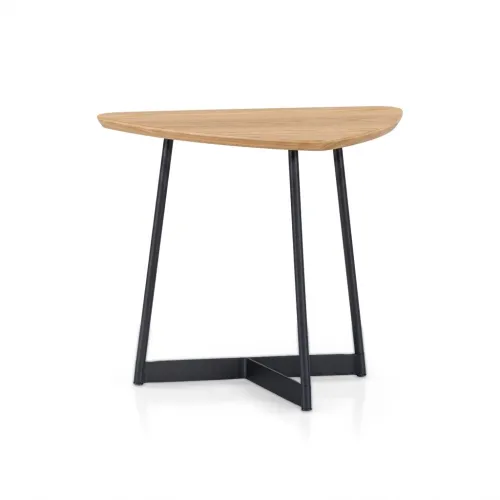 MESA LATERAL TRIANGULAR - MADERA CLARA - PATAS GRAFITO en Madera natural - Mesas de living, Uruguay | Champagne Home