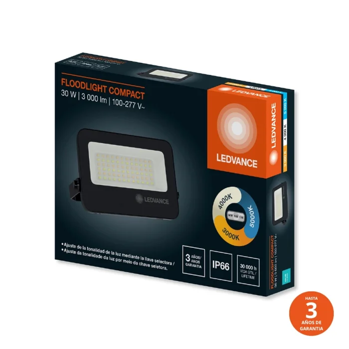 Foco LED LEDVANCE Compact IP66 30W CCT Negro en Negro - Lámparas colgantes, Uruguay | Serlux, vista 2