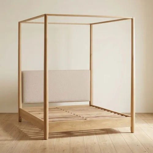 Cama Canopy Queen Madera-de-mango Natural-beige Woodside en Madera natural - Dormitorio, Uruguay | Divino