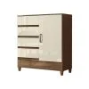 Comoda Cajonera Dormitorio 4 Cajones 1 Puerta en JEQ/OFF WHITE - Cómodas, Uruguay | Soy Hogar, vista 3