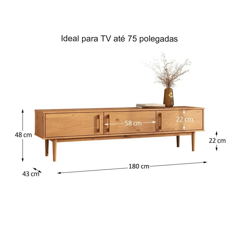 Rack TV 180CM Trega - Madera Maciza en Madera natural - Muebles para TV, Uruguay | Balton, vista 10