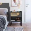 Mesa de Luz un cajon Grafito detalle Madera clara y rattan en Gris - Mesas de luz, Uruguay | Champagne Home, vista 2 de 3