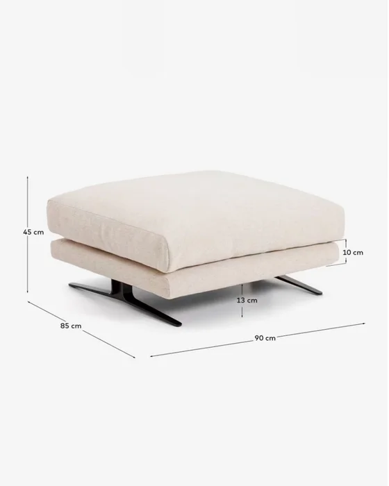Reposapiés Veliro de chenilla beige y patas de acero con acabado negro 85 x 90 cm FSC Mix Credit en Beige - Sillones y sofás, Uruguay | Kavehome, vista 7