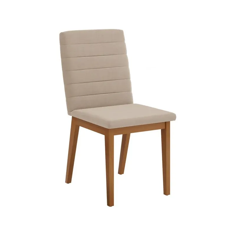 Silla De Comedor Moderna Tapizada Tela Patas Madera en Beige - Comedor, Uruguay | Soy Hogar
