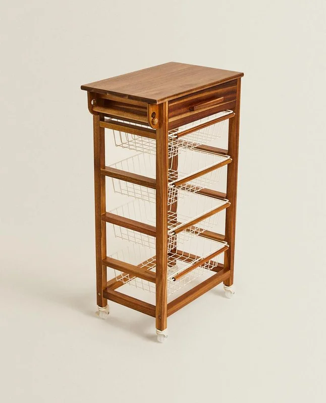 MUEBLE ALMACENAJE MADERA Y METAL RUEDAS en Madera natural - Aparadores y recibidores, Uruguay | Zara Home, vista 3