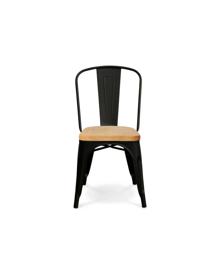 Silla Tolix Asiento de Madera Metal Negro Brillante en Negro - Sillas, Uruguay | Berna home, vista 2