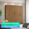 Armario Ropero Placard de 6 Puertas Línea Plus con 2 Cajones y Perchero Horizontal - MDP - Freijo en Madera natural - Roperos y placares, Uruguay | Mulata, vista 5 de 10