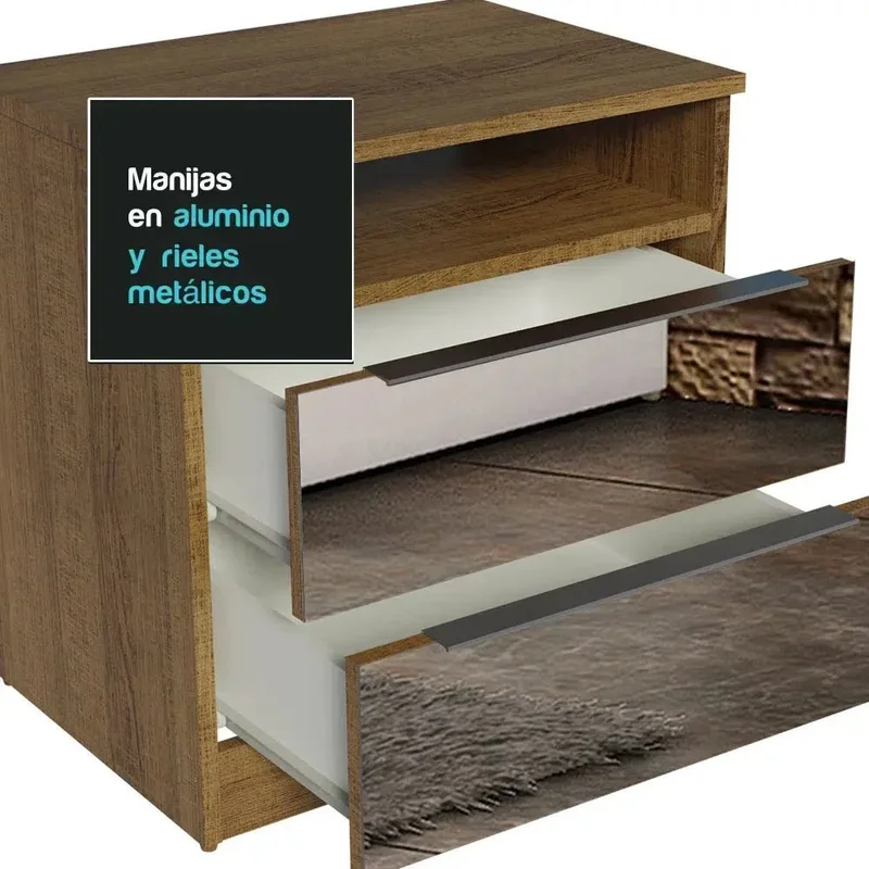 Mesa de Luz con 2 Cajones y Espejo en Rustic - Mesas de luz, Uruguay | Balton, vista 13