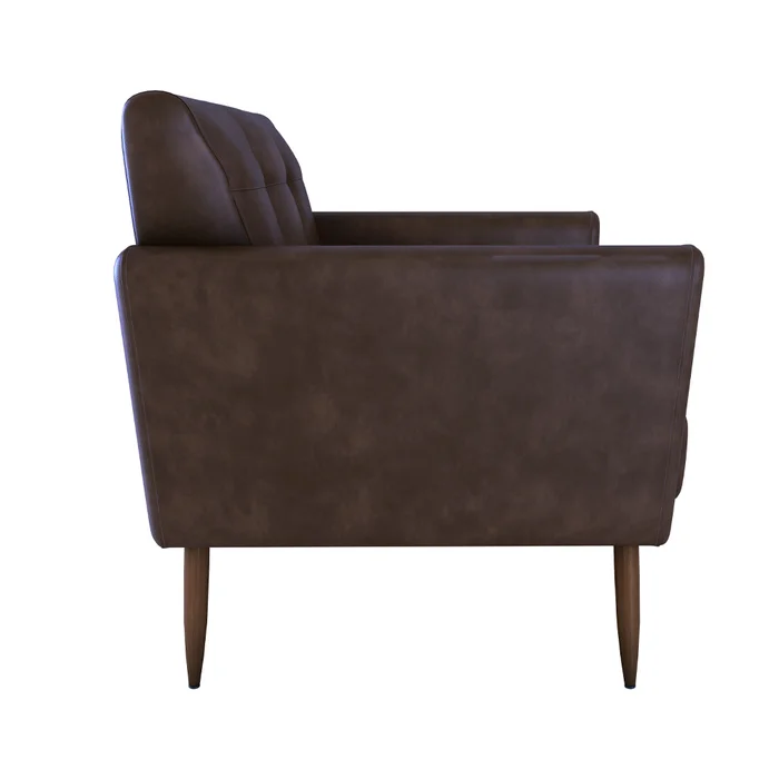 Butaca Poltrona Tapizada Cuertina Pu Patas De Madera en Marrón - Muebles, Uruguay | Soy Hogar, vista 7