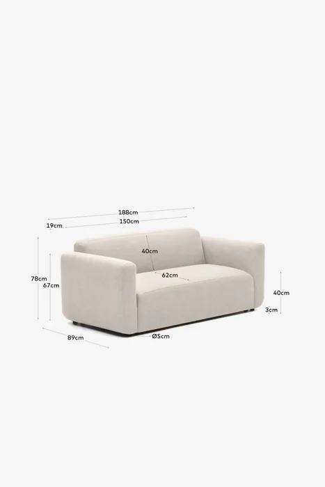 Sofá modular Neom - 2 plazas beige 188 cm en Beige - Sillones y sofás, Uruguay | Kavehome, vista 9