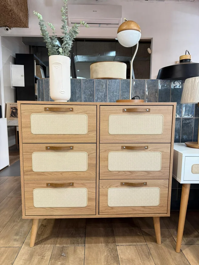 Cómoda Personal Praga 6 cajones – Olmo en Madera natural - Cómodas, Uruguay | Berna home, vista 2