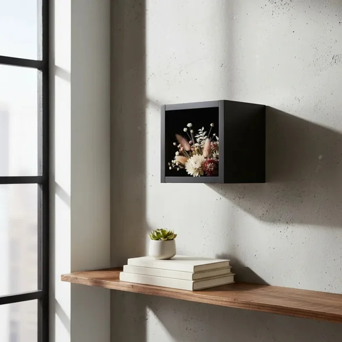 Cubo decorativo flotante para pared - Negro en Negro - Bibliotecas, Uruguay | Champagne Home, vista 2