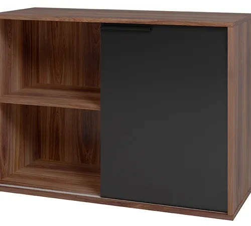 BIBLIOTECA BAJA 1 PUERTA CASTA?O/NEGRO MDP 15MM BHO 39-228 - Muebles para TV, Uruguay | Rosas Hermanos