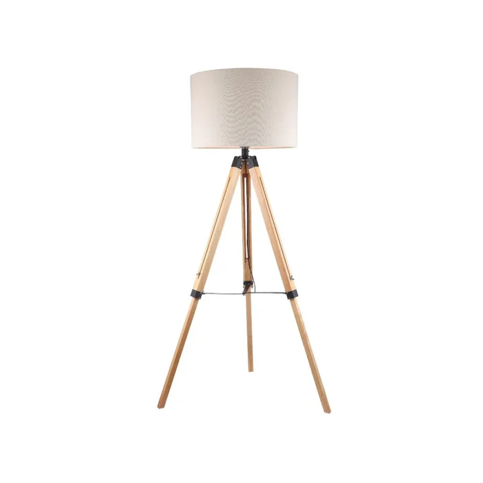 Luminaria de pie pantalla natural y madera estilo tripode -E27 158cm en Beige - Lámparas de pie, Uruguay | Iluminica, vista 2