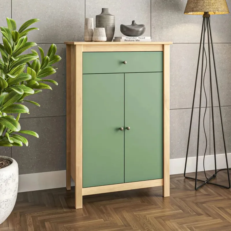 Zapatera 2 Puertas 1 Cajón - Línea Maden - Verde en Blanco - Aparadores y recibidores, Uruguay | Ecowood