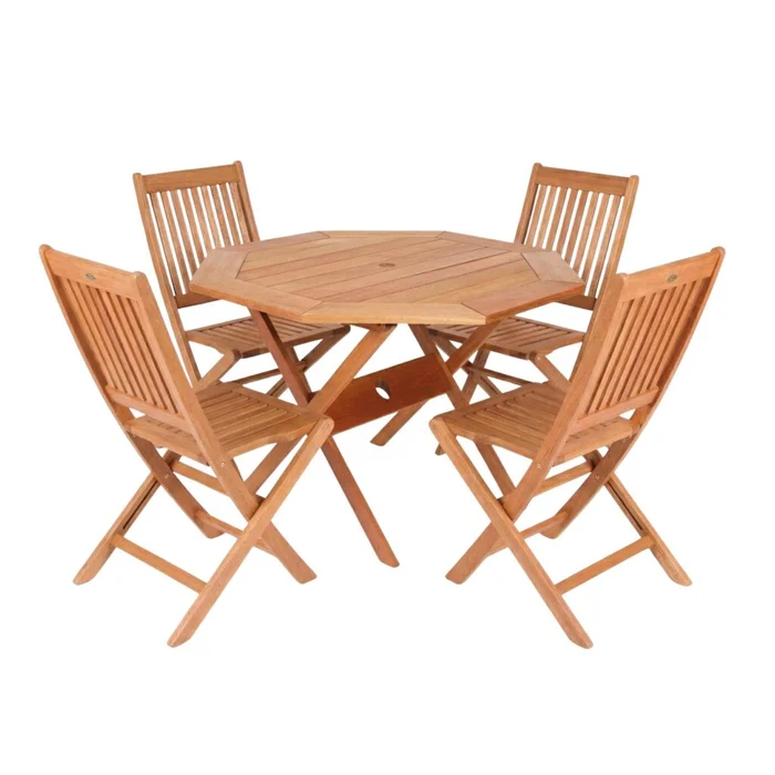 Conjunto 4 Sillas + Mesa Plegables para Patio - Ipanema en Madera natural - Muebles para el exterior, Uruguay | Rústico Hogar