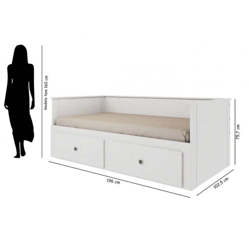 Cama Somnus 1 Plaza / auxiliar - Funcional - Blanco en Blanco - Dormitorio, Uruguay | Ecowood, vista 4
