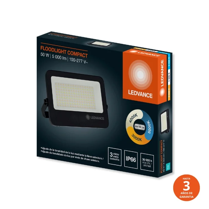 Foco LED LEDVANCE Compact IP66 50W CCT Negro en Negro - Lámparas colgantes, Uruguay | Serlux, vista 2