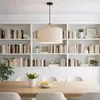 Colgante pantalla de tela natural y detalles en madera 56cm en Blanco - Lámparas colgantes, Uruguay | Iluminica, vista 6 de 6