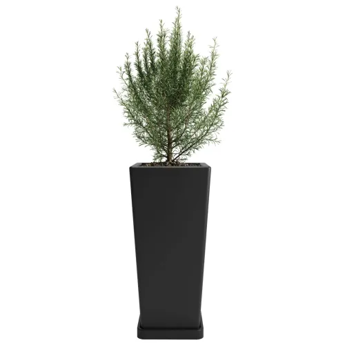 Macetero Piramidal 45 Negro c/Plato, Alto 45cm x 21.5cm Ancho Boca x 15.6 Base, 20 lts en Negro - Macetas, Uruguay | Champagne Home