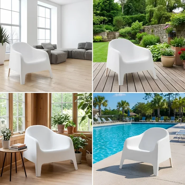 Sillón De Jardín Apilable - Skarpo - Blanco en Blanco - Muebles para el exterior, Uruguay | Rústico Hogar, vista 3