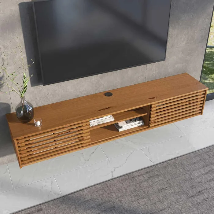 Rack Suspendido TV 175CM Ripado Riven - Madera Maciza en Madera natural - Muebles para TV, Uruguay | Balton, vista 9