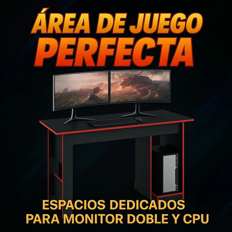 Escritorio Gamer MC08-GF/VM Grafito/Rojo – Mesa para PC Torre y Setup Gamer en Multicolor - Escritorios y sillas de escritorio, Uruguay | Mulata, vista 3