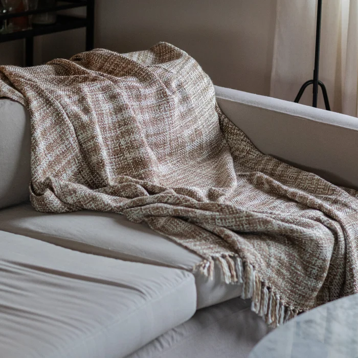 Manta para sillón y cama Rústica beige - 180 x 130 cm - Textiles, Uruguay | Buho Store