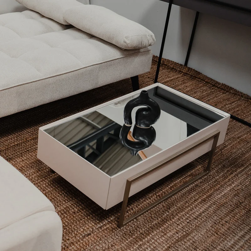 Mesa de Living Vidrio y Metal - Línea París - Blanco en Blanco - Mesas de living, Uruguay | Ecowood, vista 7