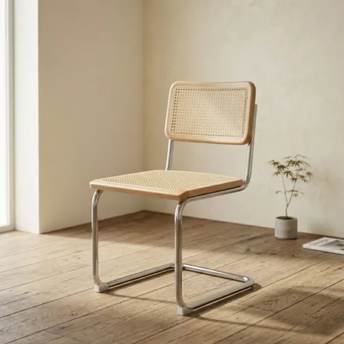 Silla de comedor Metal cromado Bauhaus - Origen en Madera natural - Sillas, Uruguay | Rústico Hogar
