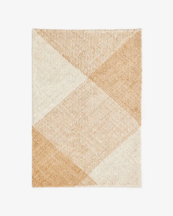 Alfombra Maelan de yute y algodón de cuadros natural 160 x 230 cm en Madera natural - Alfombras, Uruguay | Kavehome