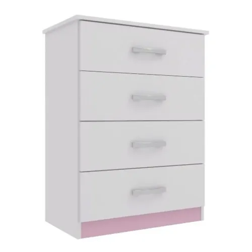 Comoda Cajoneras Dormitorio Infantil 4 Cajones rosada if04 - Cómodas, Uruguay | Soy Hogar