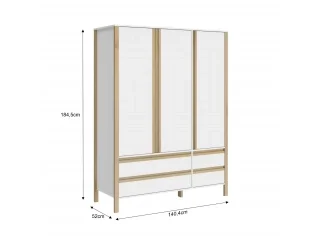 Ropero Combinado Madera 3P, 4C Blanco/Miel - Roperos y placares, Uruguay | Quesal, vista 2